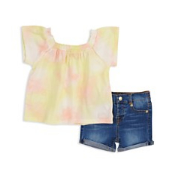 7 FOR ALL MANKIND Baby Girl Top/Shorts Set - Picture 2 of 4